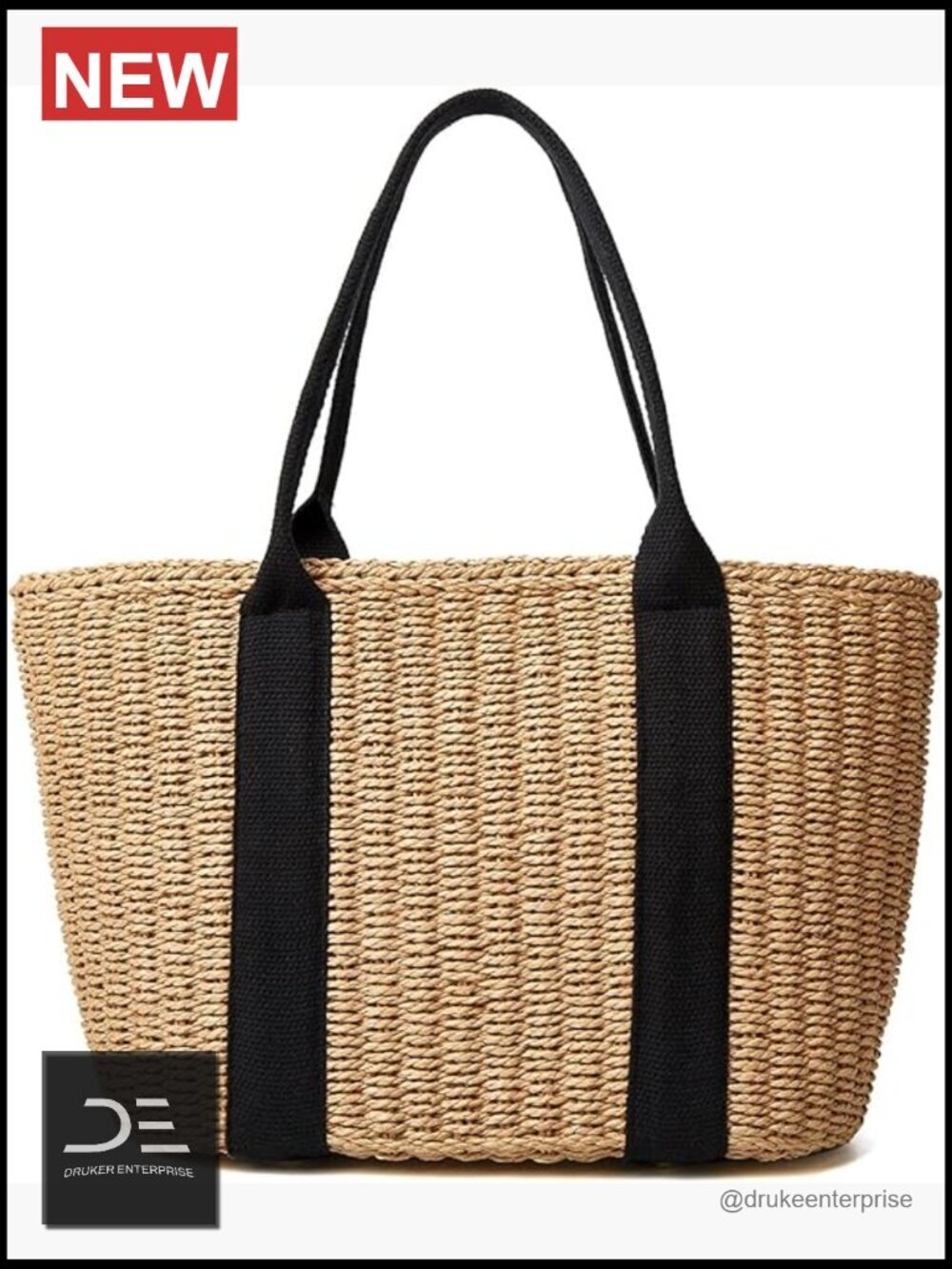 Straw Woven Hobo Beach Tote Bag with Lining - Handmade Summer Purse - Picture 1 of 7